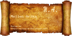 Melles Arika névjegykártya